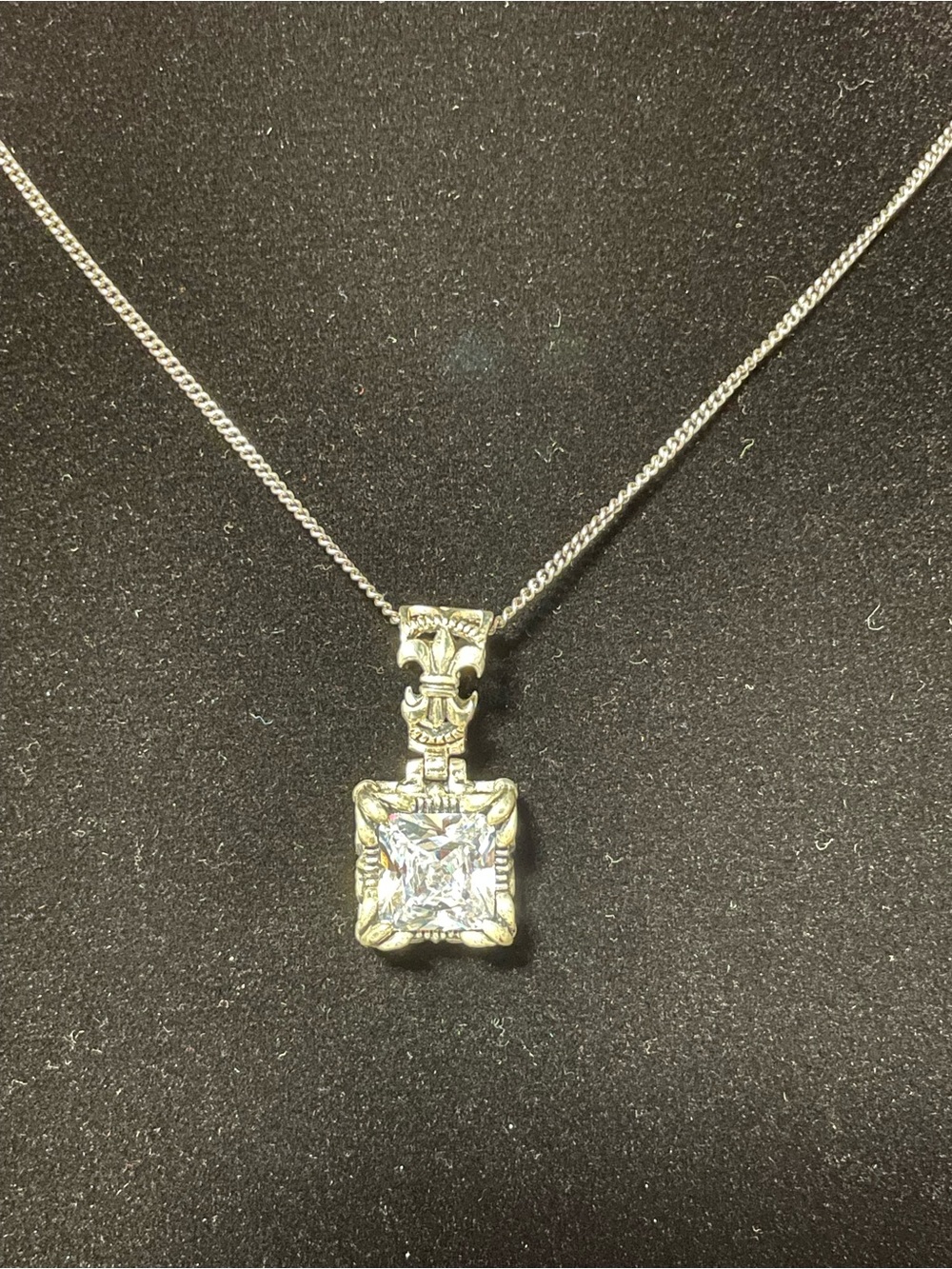 Silpada Silver Square CZ Pendant Necklace - Silver